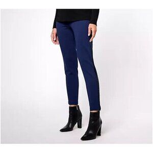 Joan Rivers Red Carpet Reg Signature Knit Ankle w/ Sequin Side Navy XL A623963